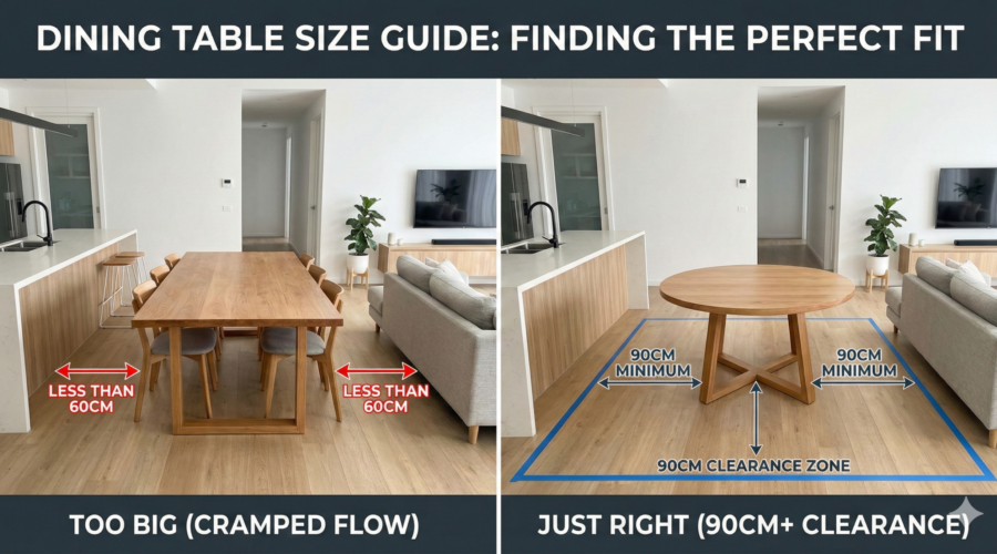 Dining Table Size Guide: How Big Should Your Table Be for an Aussie Open-Plan Living Room?